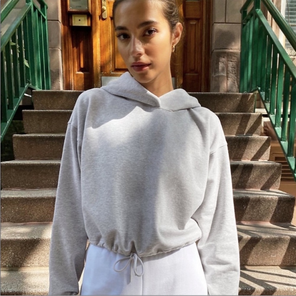 Heather white cropped hoodie